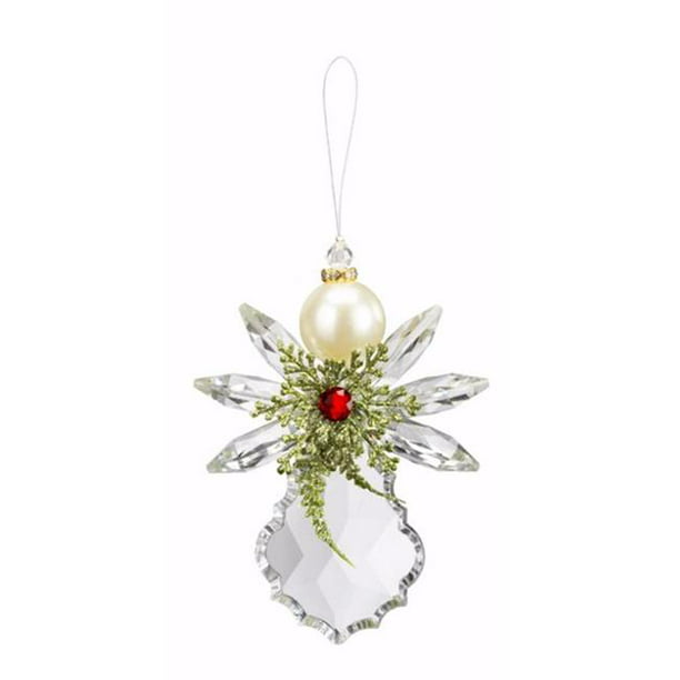 4.5” Angel Christmas Ornament Glass Rhinestones Gold Toned New
